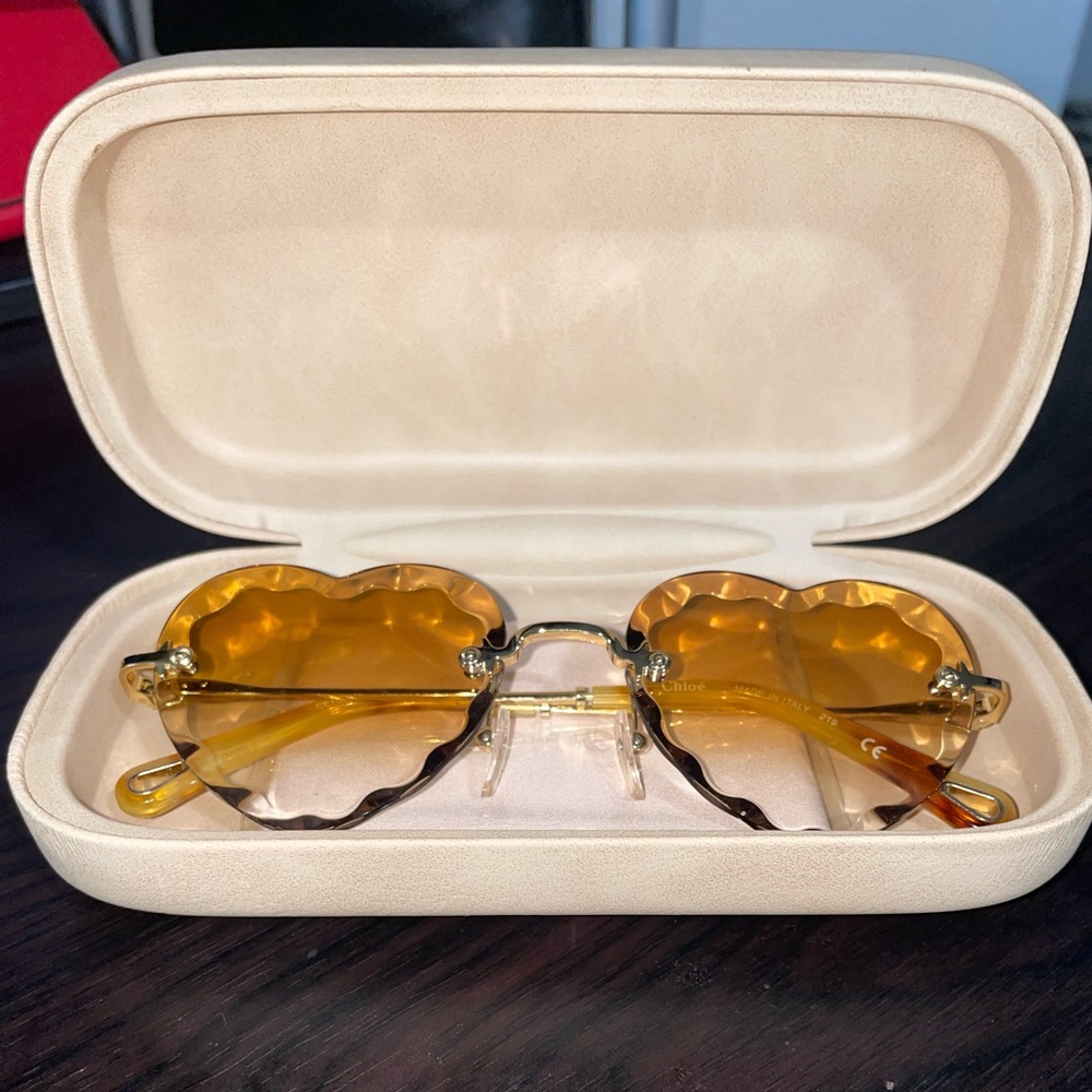 Authentic Chloe Heart shaped sunglasses brown lenses